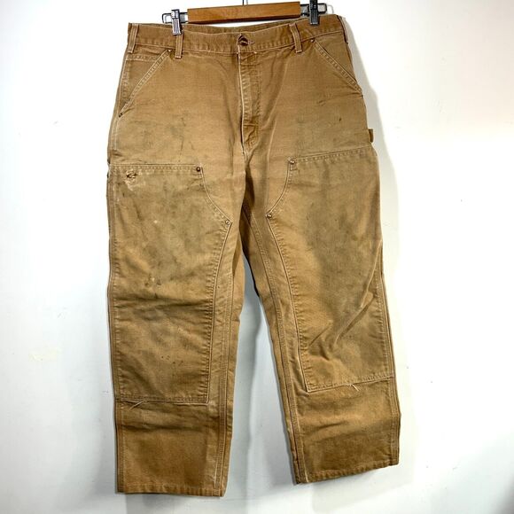 Vtg Carhartt B01 Double Front Knee Pants USA Loose Fit Mens 35 x 27 Distressed - Picture 1 of 11